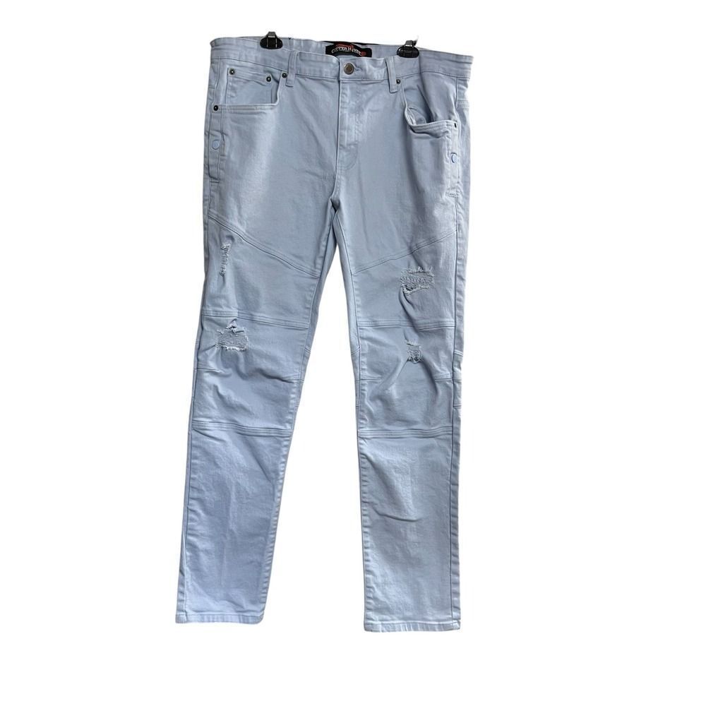 COPPER RIVET Men's Jeans Blue 7 Pockets Size 40 Inseam 34 Distressed SEE DESCRIP